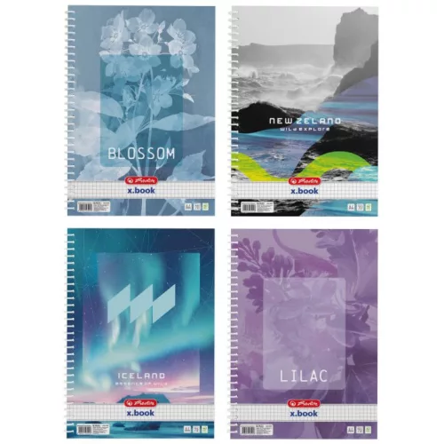 Herlitz spirál füzet A/4, kockás, 70 lapos, Whispering Nature, többféle