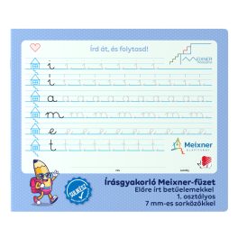   Meixner írásgyakorló füzet, 1.osztály, előre írt betűelemekkel, 7 mm sorköz, 32 lapos, ICO Süni