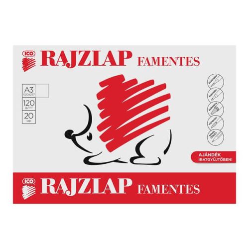 Rajzlap A/3, famentes, 120g, 20 lap/cs, Süni