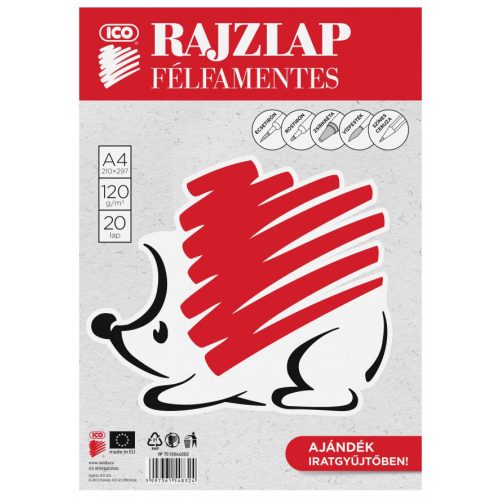 Rajzlap A/4, félfamentes, 120g, 20 lap/cs, Süni