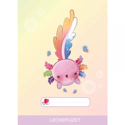 Süni tűzött füzet A/5, 34 lap lecke, ICO, axolotl