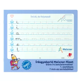   Meixner írásgyakorló füzet, 1.osztály, előre írt betűelemekkel, 7 mm sorköz, 32 lapos, ICO Süni