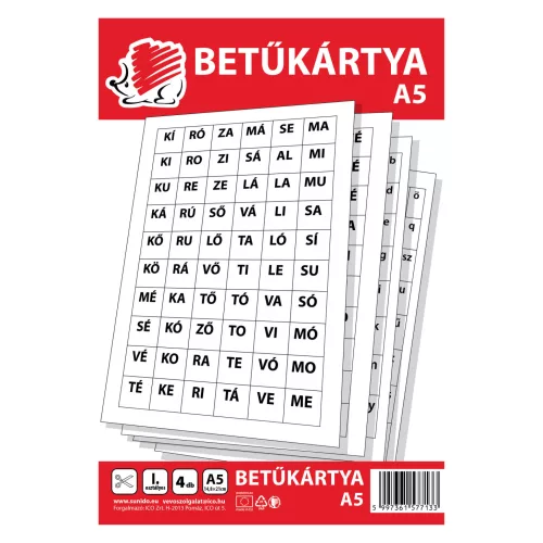 Betűkártya, A/5 4 lap, ICO Süni