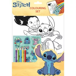   Kifestős szettek, 8 kifestő, egy matricás lap és 5 színes ceruza, 20x29cm, Lilo & Stitch