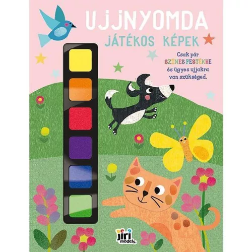 Ujjnyomda, játékos képek, 32 oldal + 6 ujjfesték, Állatok