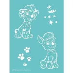 Színezőkönyv fújható filctollakkal, 23x30cm, 16 oldal, 3 filctoll, 4 sablon, Mancs Őrjárat
