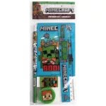 Minecraft írószer szett 5 db-os (vonalzó, ceruza, notesz, radír, hegyező)