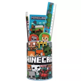   Minecraft írószer szett 7 db-os ceruzatartóval (vonalzó, ceruza, notesz, radír, hegyező, stb.)