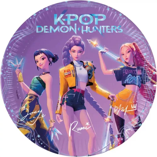 K-POP Démonvadászok papírtányér, 23 cm, 8 db/csomag