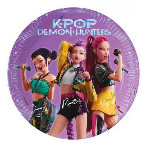 K-POP Démonvadászok papírtányér, 20 cm, 8 db/csomag
