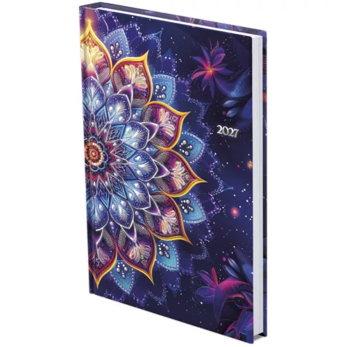Joy határidőnapló, A/5, heti tervező, 2027, mandala, metalizált borítóval