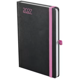 Nero határidőnapló, A/5, heti tervező, 2027, fekete-pink