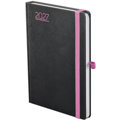 Nero határidőnapló, A/5, heti tervező, 2027, fekete-pink