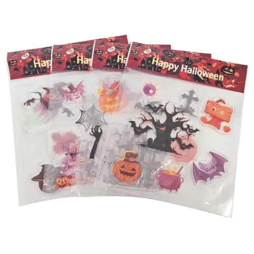Halloween zselés ablakmatrica, 18x19 cm, többféle