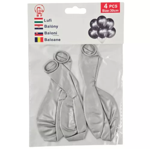 Lufi, 30 cm, 4 db/csomag, ezüst