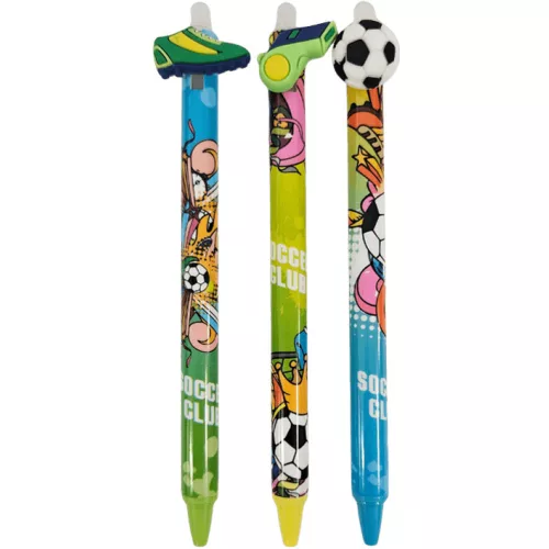 Radírozható zseléstoll, nyomógombos, 0,5mm, focis (HZ-1781)