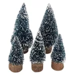 Fenyőfák, karácsonyfák dekorációnak, 5 db/csomag, mini, 3 db 5cm és 2 db 7,5cm magas