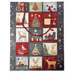 Karácsonyi ajándéktáska 24x18x8,5cm, közepes, 4 féle változat