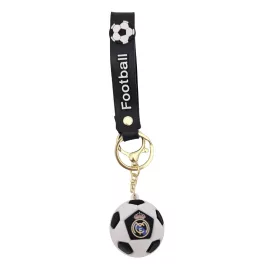 Focis kulcstartó pánttal, kb. 3,5 cm-es focilabda, fehér