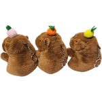 Kapibara plüss kulcstartó, rágógumis, gyümölcssel, kb. 12 cm, többféle