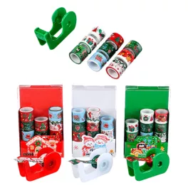   Karácsonyi mini mintás ragasztószalag, 9 db/csomag + mini tépő, többféle változat (5x8,5cm)