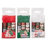 Karácsonyi mini mintás ragasztószalag, 9 db/csomag + mini tépő, többféle változat (5x8,5cm)