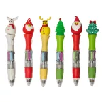 Karácsonyi golyóstoll, világító, 4 színű, 12 cm magas, 6 féle figurával