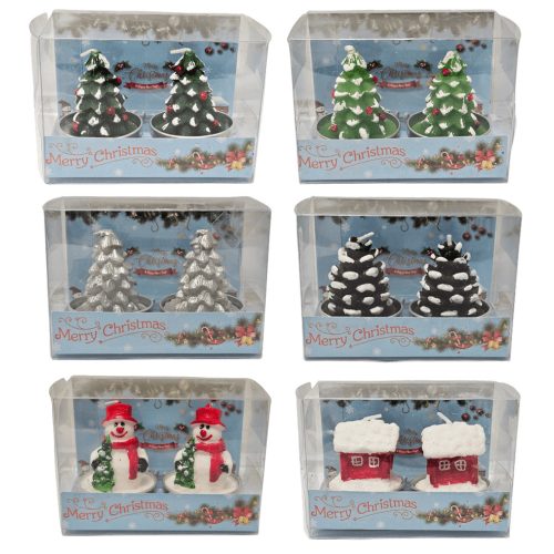 Karácsonyi gyertya, különféle formájú, 2 db/szett