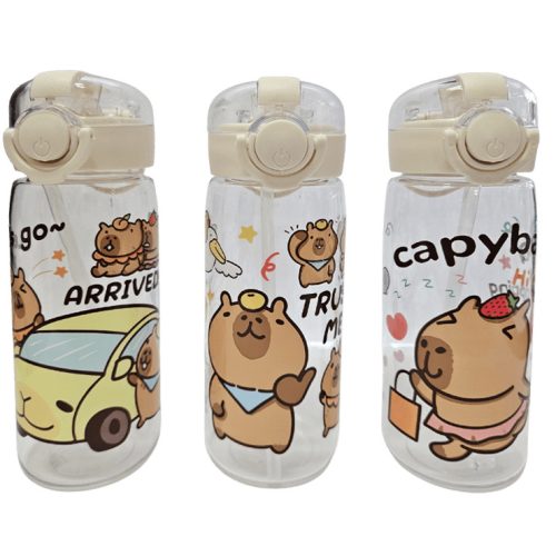 Kapibara kulacs, 400ml, szívószálas, 3 féle