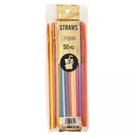Szívószál, 50 db/csomag, műanyag, színes, hajlítható