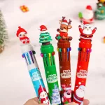 Karácsonyi golyóstoll figurákkal, 10 színű, 4 féle változat