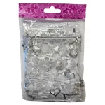 Organza dísztasak, zacskó, 9x12cm, 12 db/csomag, ezüst, szivecskés