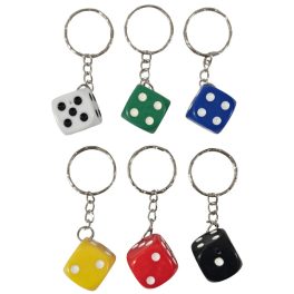 Dobókocka kulcstartó, műanyag, 1,5x1,5cm, többféle