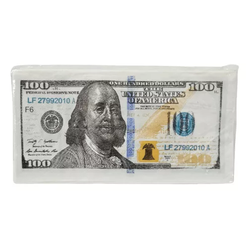 Dollár bankjegy szalvéta, 8x16cm, 20 db/csomag