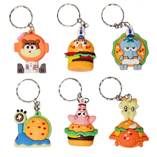 Spongya Bob mintás kulcstartó, műanyag, kb. 4-4,5cm magas, többféle