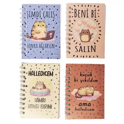 Cicás spirál notesz, 7x10, vonalas, többféle változat