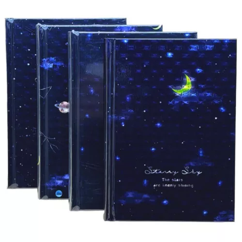 Hologrammos hatású notesz fekete lapokkal, 130x185mm, 128 lapos, 110g/m2