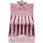 Radírozható zseléstoll, nyomógombos, 0,5mm, HZ-1795, cicás-kutyás szivecskével, többféle változat