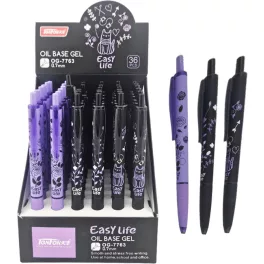 Zseléstoll, 0,7mm, lila-fekete, OG-7763 Easy life, 3 féle