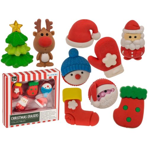 Karácsonyi radírok dobozban, 5 db/szett, többféle változat