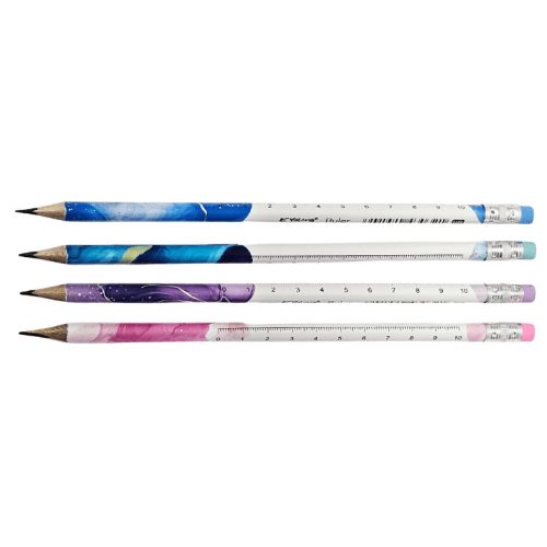 Grafitceruza HB, radírral, Yalong YL231312, vonalzós, háromszög test