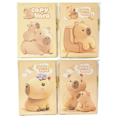 Kapibara napló gumis tolltartóval, A/5, többféle változat (66002)