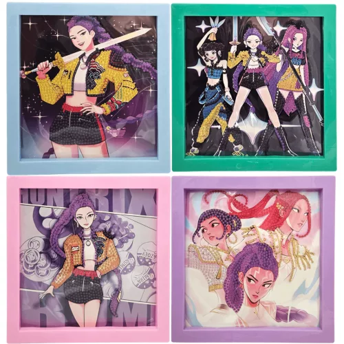 K-POP Démonvadászok gyémántfestés szett, 20x20cm-es keretben, többféle változat