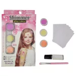 Csillámtetoválás szett, Shimmer (10 sablon, 3 csillámpor, 3 ml ragasztó, ecset)