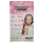 Csillámtetoválás szett, Shimmer (10 sablon, 3 csillámpor, 3 ml ragasztó, ecset)