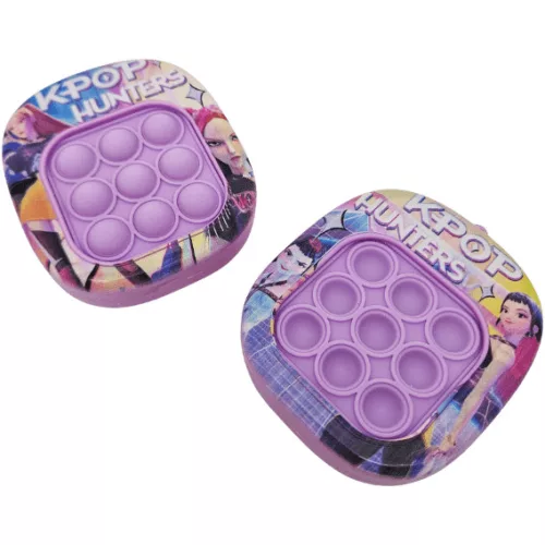 K-POP Démonvadászok POP-IT antistressz játék, világító, 6,5x7,5x3cm, kétféle
