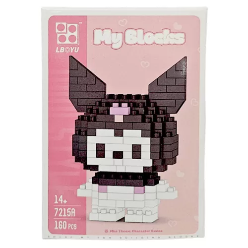 Építőkocka készlet, mikroblokk, My Blocks, Kuromi (7215A), 160 db-os, 14+