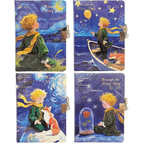 Kis herceg mintájú napló kulccsal, A/5, 13x18cm, sima és vonalas lapok, többféle