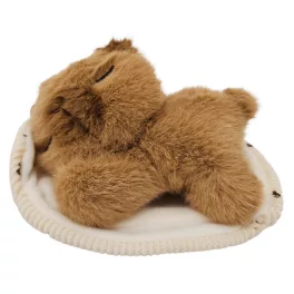 Illatos, kapibara plüssfigura ágyikóban 15 cm hosszú