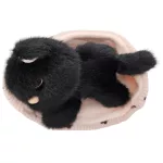 Illatos, cica plüssfigura ágyikóban, fekete, 15 cm hosszú
